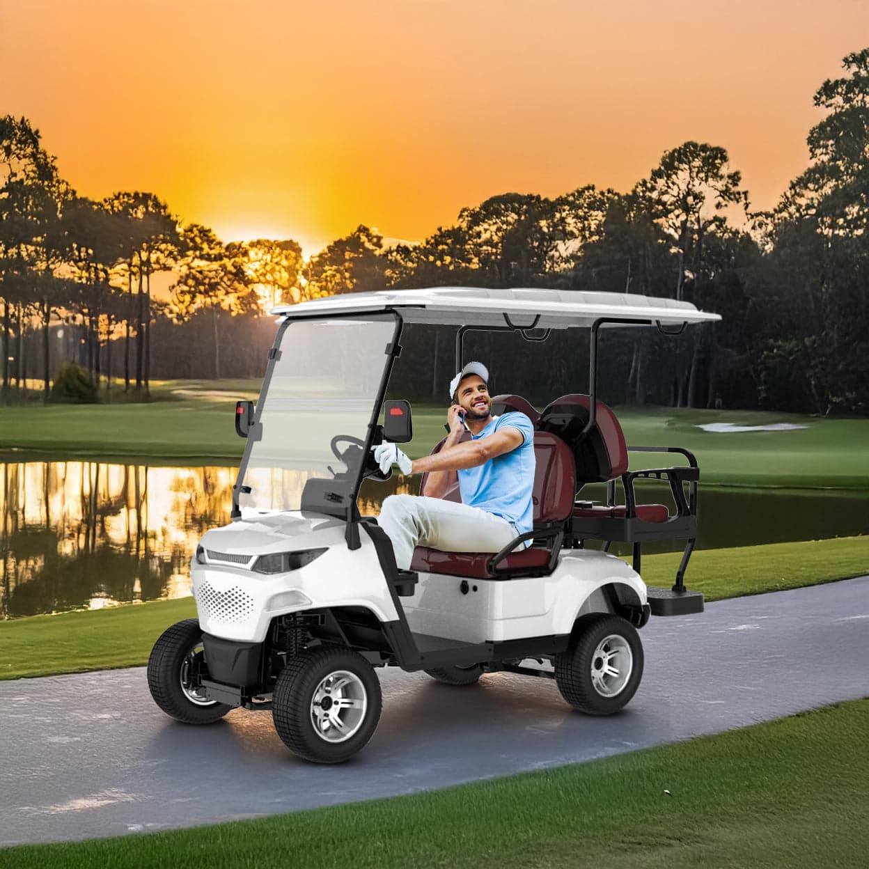 Green Rider 4 (2+2) Seater Electric Golf Cart Premium Buggy With Lithium Batteries & Warranty thumbnail 2