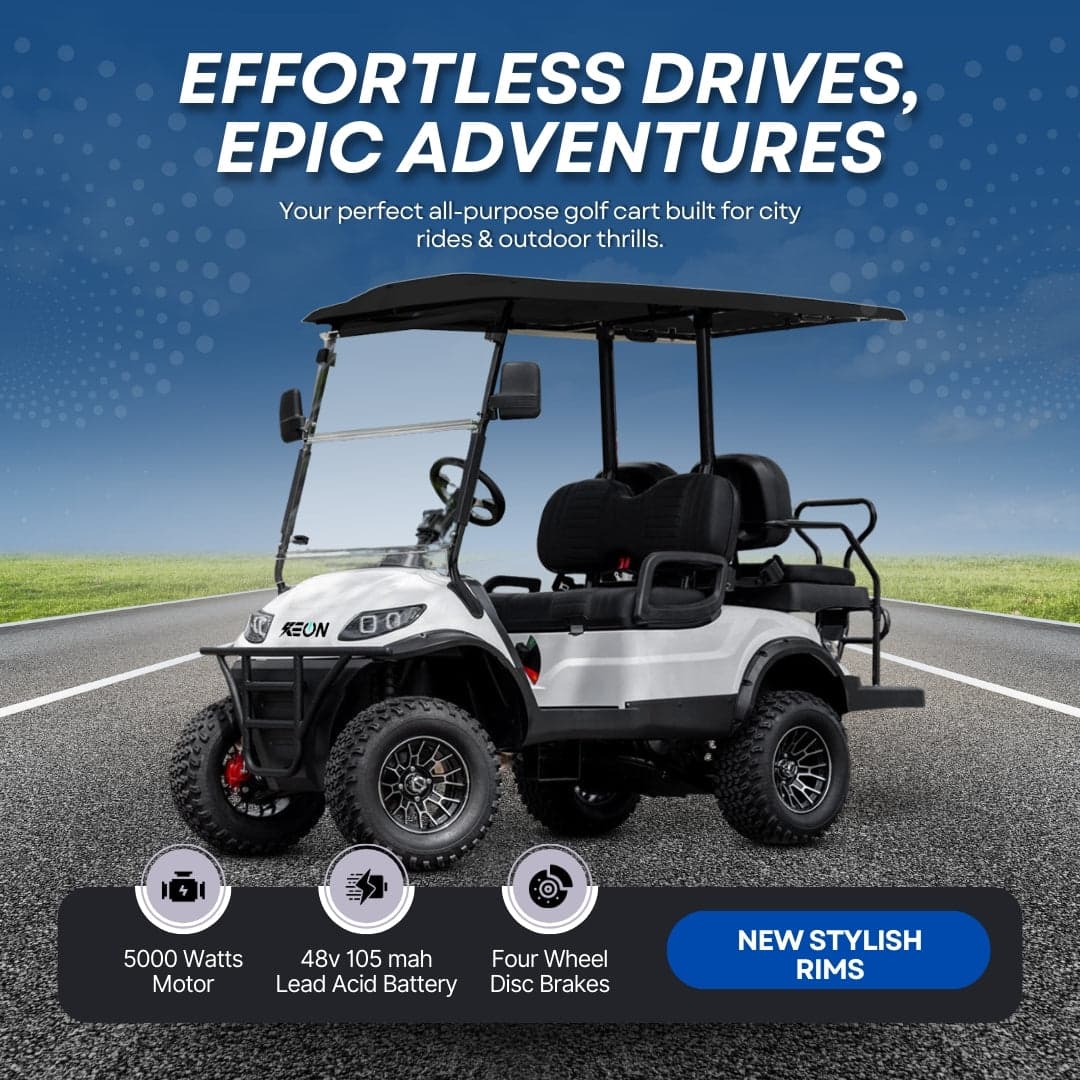 Keon Premium Electric Golf Cart Lead Acid Battery 4 Seater With Lifted Suspension and Warranty thumbnail 2
