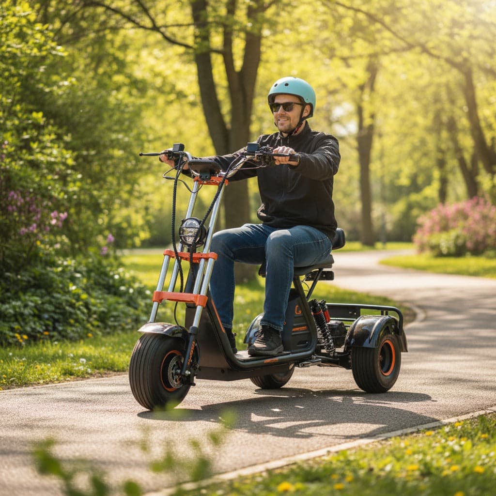 Kugoo Fat tyre Electric 3 wheels Scooter 1200 Watt Trike E Bike for Adults with Detachable battery