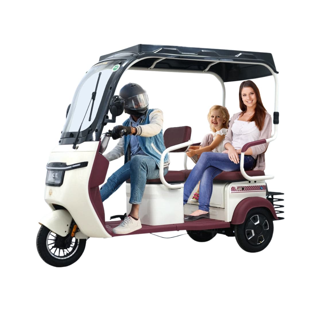 Solar Electric Hybrid Commander Adult Tricycle 3 passenger Scooter With Roof Long Range of 500 kms per charge thumbnail 2