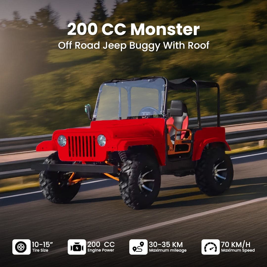 Off Road 200 CC Monster Jeep Buggy With Roof High Speed 80 kmph thumbnail 2