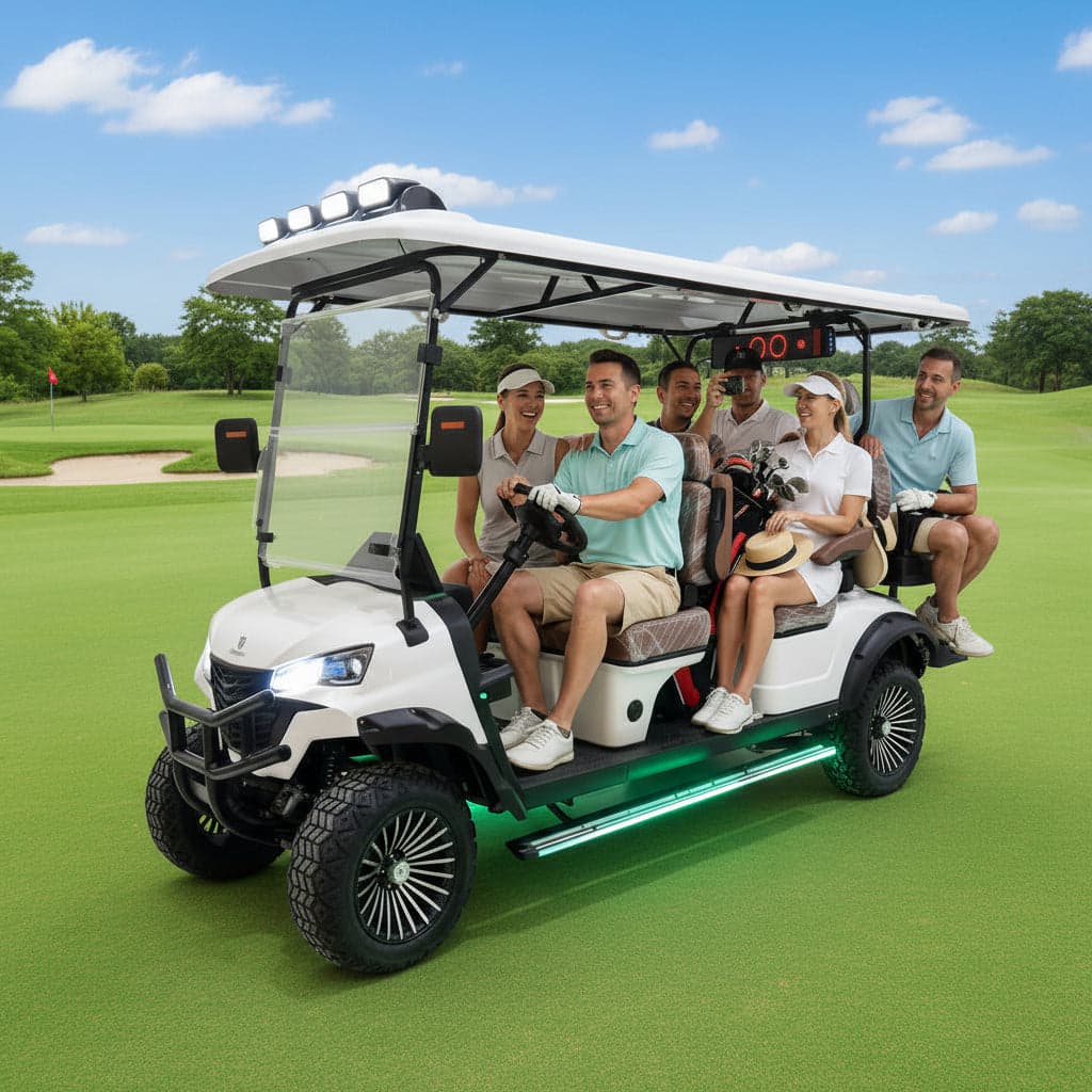 Signature Lifted 6 Seater Off Road Golf Cart Front Facing 60 V With Mag Wheels & Warranty thumbnail 2