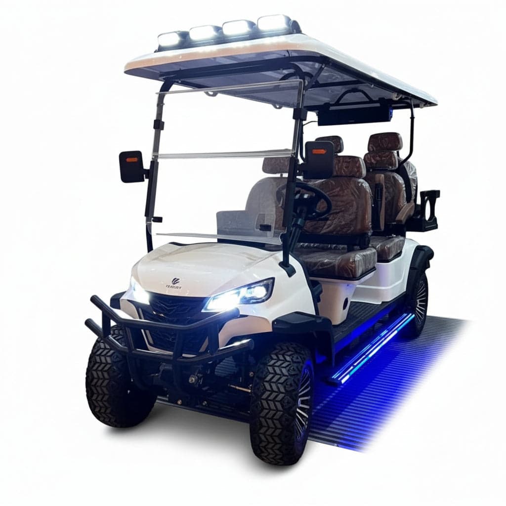 Signature Lifted 6 Seater Off Road Golf Cart Front Facing 60 V With Mag Wheels & Warranty